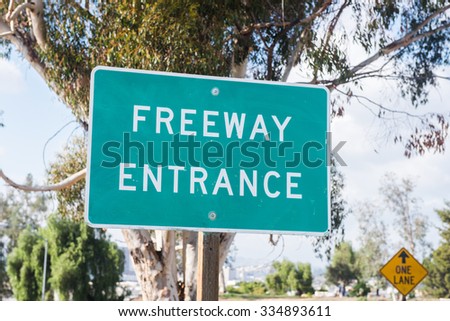 Freeway entrance sign