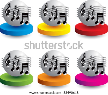 music notes on colored discs
