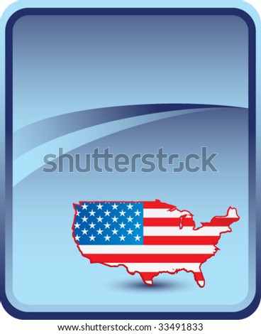 red white and blue united states icon on blue background
