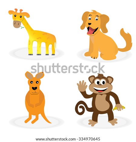 Set of cute animal on a white background