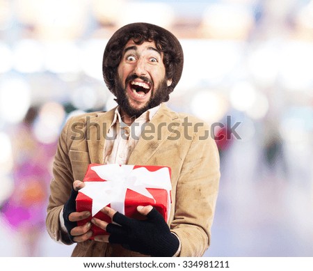 happy young man with gift