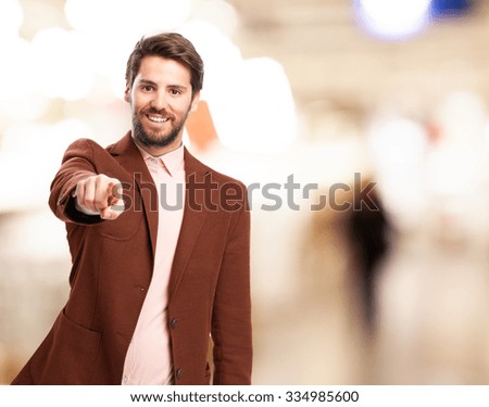 happy businessman pointing front