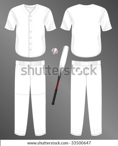 Sports series. Realistic team baseball uniform: pants and split front classic jersey. Blank template - just add your art.
