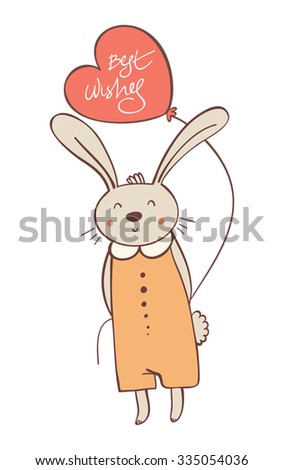Cute bunny for greeting card, invitation and design