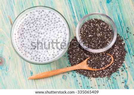 Chia Seed with milk Royalty-Free Stock Photo #335065409