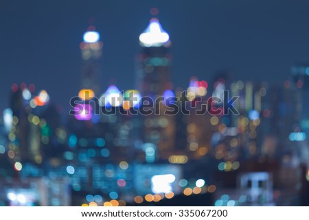 Abstract blurred bokeh background, city lights at night