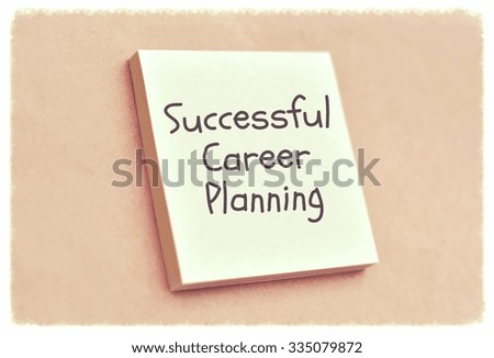 Text successful career planning on the short note texture background