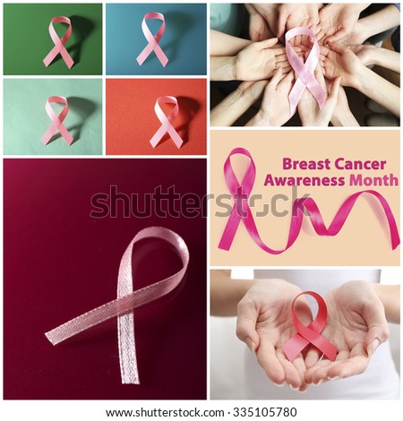 Breast Cancer concept images in collage