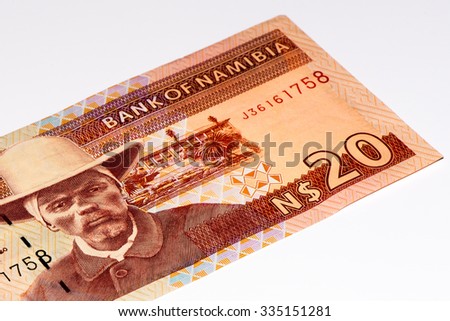 20 Namibian dollars bank note of Namibia. Namibian dollars is the national currency of Namibia