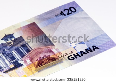 20 Ghana cedi bank note. Ghana cedi is the national currency of Ghana
