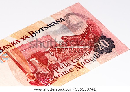 20 pula of Botswana.Pula is the national currency of Botswana