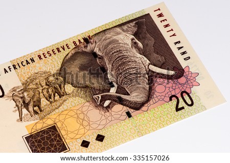 20 South African rands bank note. South African rands is the national currency of South Africa