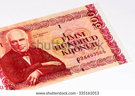 500 Icelandic kronas bank note. Icelandic krona is the national currency of Iceland