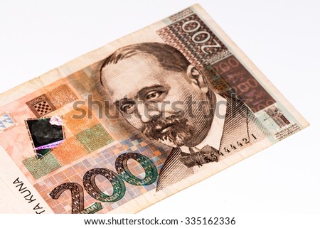 200 Croatian kunas bank note. Kuna is the national currency of Croatia