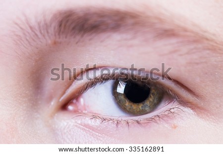 Close up picture of human eye looking in the camera