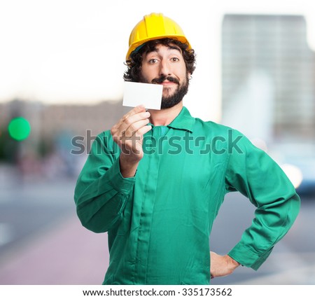 happy worker man with visit card