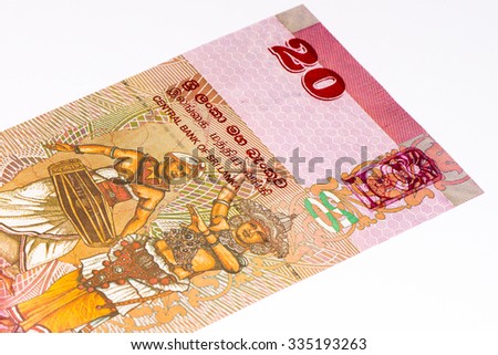 20 Sri Lankan rupee bank note. Rupees is the national currency of Sri Lanka