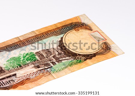 10 Barbadian dollar bank note. Barbadian dollars in the national currency of Barbados