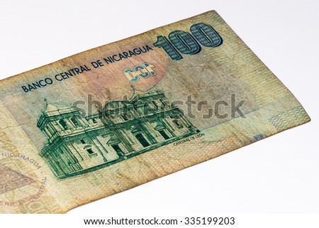 100 Cordobas bank note. Cordoba is the national currency of Nicaragua
