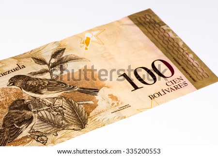 100 Venezuelan bolivares bank note. Bolivares fuertes is national currency of Brasil