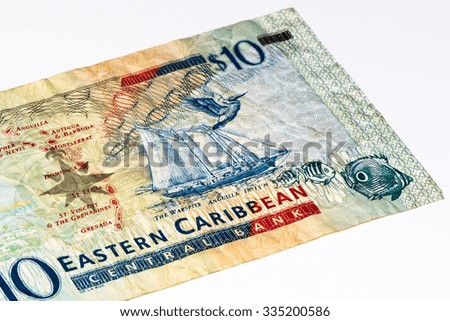10 Eastern Caribbean dollars bank note.