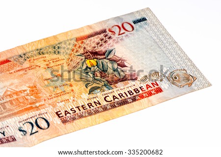 20 Eastern Caribbean dollars bank note.
