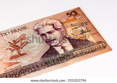 50 Brasilian cruzados bank note. Cruados is the former currency of Brasil