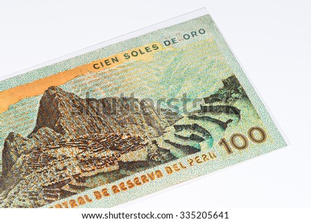 100 soles de oro bank note. Soles de oro is the national currency of Peru