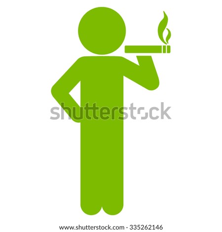 Smoking Human vector icon. Style is flat symbol, eco green color, rounded angles, white background.