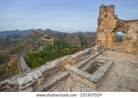 Unrestored part of the Great Wall of China at Jinshanling