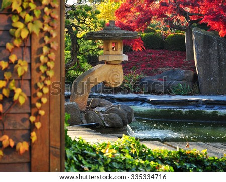 Autumn garden in oriental style, fall season