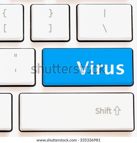 Computer white keyboard with virus