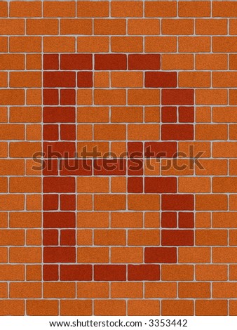 the letter "b" from alphabet set, seamlessly brickwall tile, see other letters in my portfolio