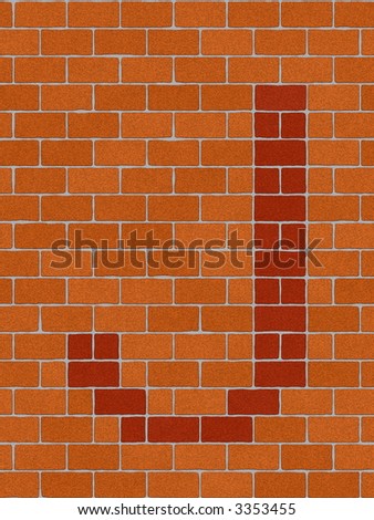 the letter "j" from alphabet set, seamlessly brickwall tile, see other letters in my portfolio