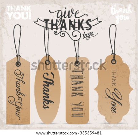 Calligraphy Thank You Tags and Badges in Vintage Style
