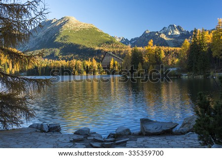 Lake reflexion, Strbske pleso in High Tatras mountain, Slovakia