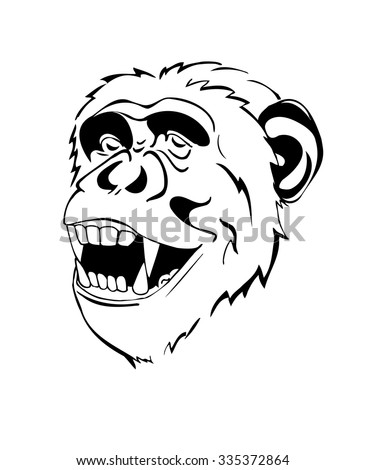 head cheerful chimpanzee, stylized illustration