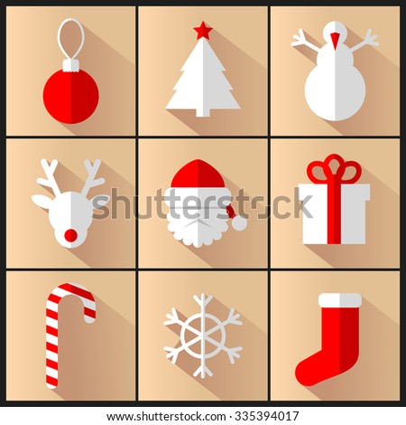 Vector set of new year and christmas pictures