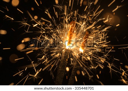 bright sparks of Bengal fire close up