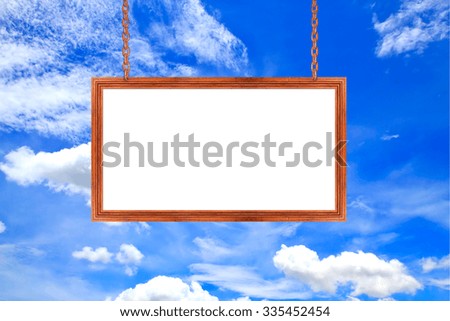 Advertisements banners hung on a background of clouds and sky
