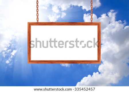Advertisements banners hung on a background of clouds and sky