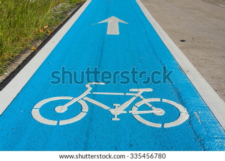 bicycle sign path on the road, bikes lane