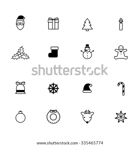Christmas line icons set