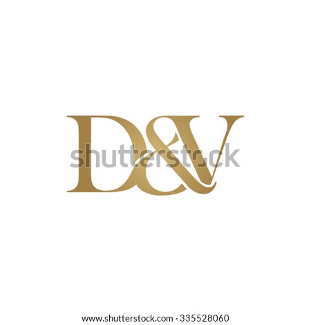 D&V Initial logo. Ampersand monogram golden logo