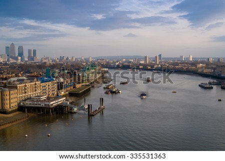 Cityscape of London, UK. View from The Tower Bridge.