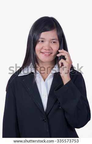 Business woman is using a smart phone.
