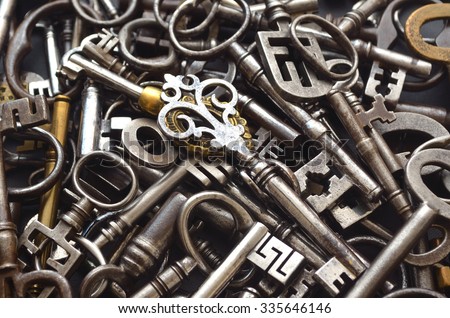 A Pile of Antique Keys background Royalty-Free Stock Photo #335646146