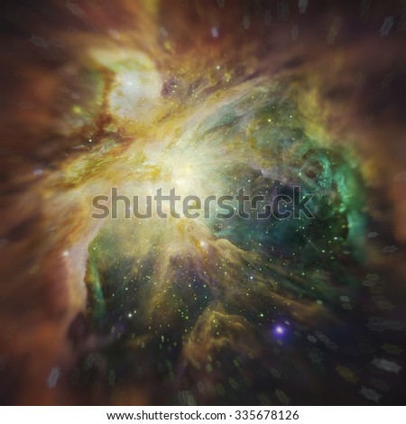 Night sky with clouds stars nebula background. Colorful fractal paint, lights on the subject of art, abstract, creativity. Planet and galaxy in a free space. Elements of this image furnished by NASA.