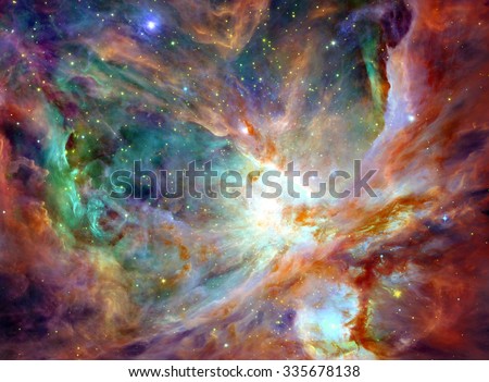 Night sky with clouds stars nebula background. Colorful fractal paint, lights on the subject of art, abstract, creativity. Planet and galaxy in a free space. Elements of this image furnished by NASA.