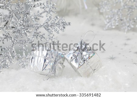Christmas decorations in silver tones